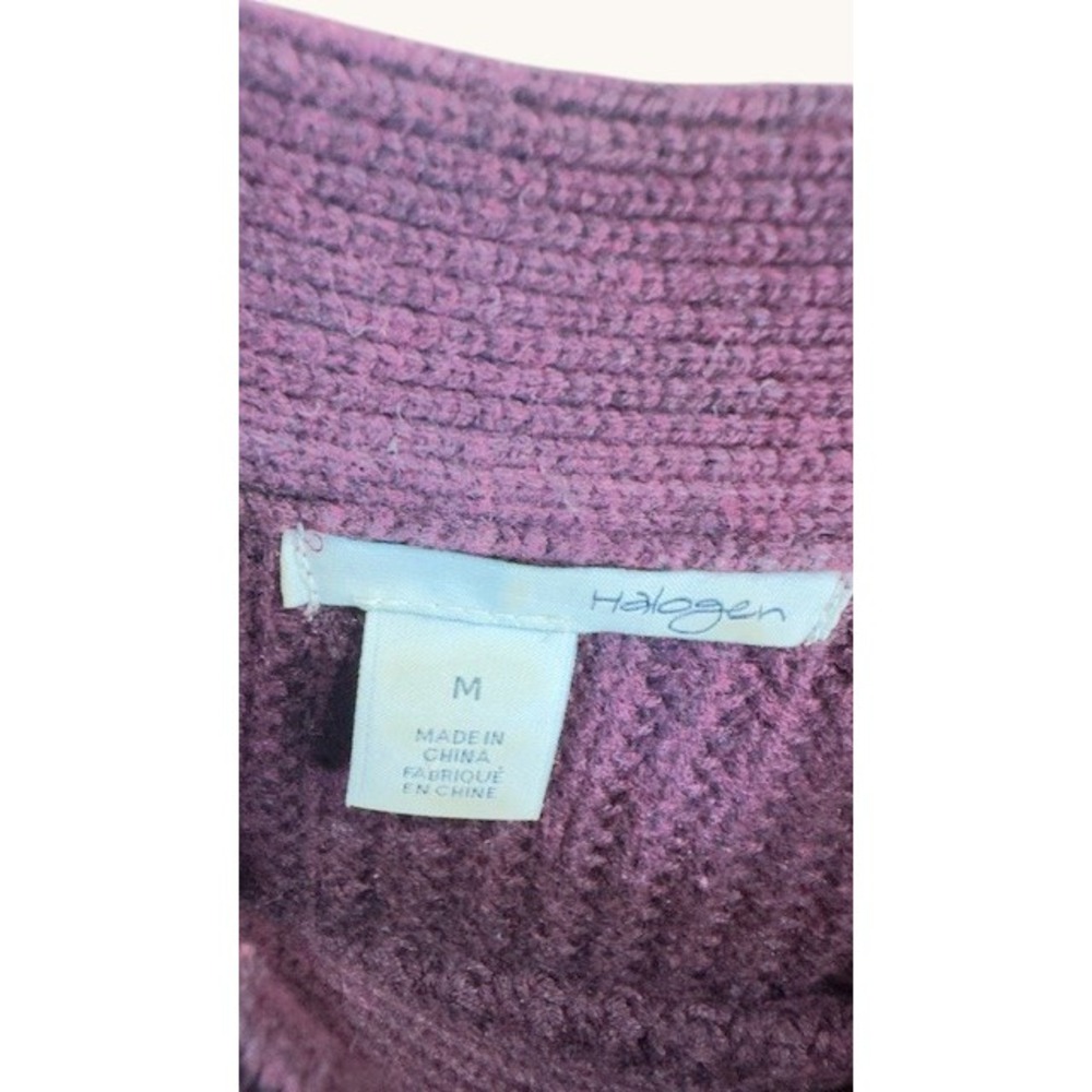 Halogen Ribbed Knit Sweater Dress Burgundy Mock Neck Side Zip Womens Medium - Picture 4 of 9